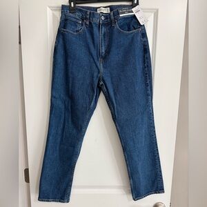 Abercrombie & Fitch Curve Love Dark Blue Ankle Straight Jeans